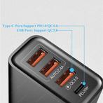 4-Poort Stekkerlader 60W - PD / Quick Charge 3.0 / USB, Télécoms, Téléphonie mobile | Batteries, Verzenden