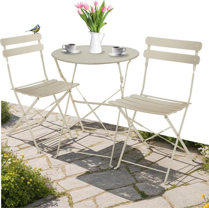 Bistroset - Tuinset 2 persoons - Tuinstoelen met tafel - Crè, Tuin en Terras, Overige Tuin en Terras, Verzenden