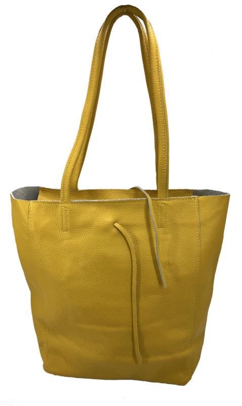 Gele Vera Pelle leren shopper, Handtassen en Accessoires, Tassen | Schoudertassen, Verzenden