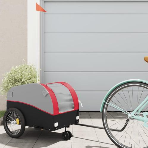 vidaXL Fietstrailer 30 kg ijzer zwart en rood, Fietsen en Brommers, Fietsaccessoires | Aanhangwagens en Karren, Nieuw, Verzenden
