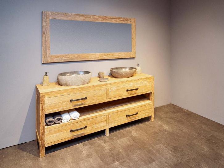 Badkamermeubelset 200cm - White Wash, Huis en Inrichting, Badkamer | Badkamermeubels, 25 tot 50 cm, Nieuw, Overige typen, 200 cm of meer