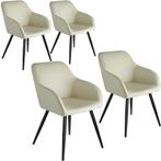 tectake Set van 4 eetkamerstoelen Marilyn stof, zwarte poten, Huis en Inrichting, Verzenden, Nieuw
