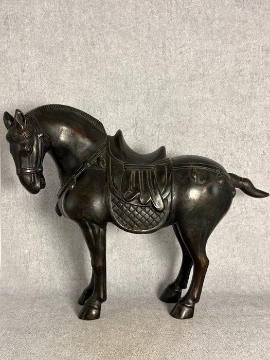Tang-Stijl paard 40 cm / 5 kg - Brons - Eind 20e eeuw, Antiek en Kunst, Curiosa en Brocante