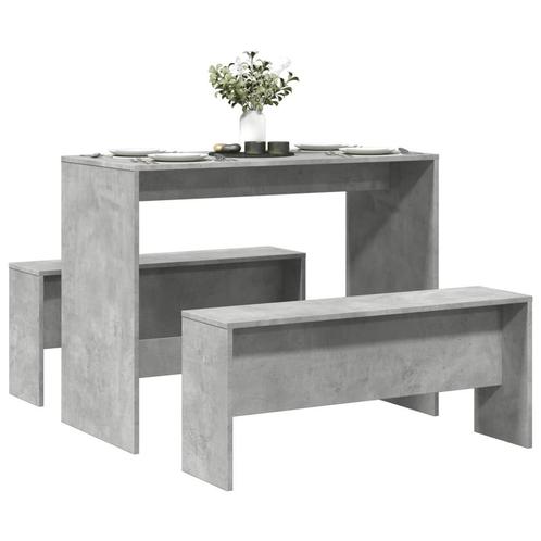 vidaXL 3-delige Eettafel en bankenset bewerkt hout, Huis en Inrichting, Complete eetkamers, Nieuw, Verzenden