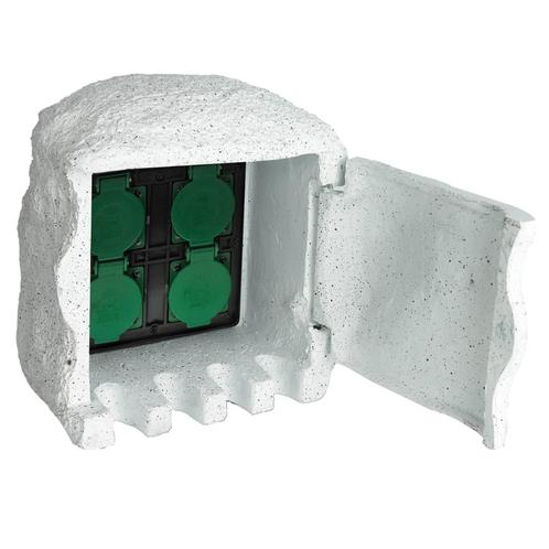 vidaXL Tuinstopcontact 4 ingangen waterproof resin wit, Doe-het-zelf en Bouw, Elektriciteit en Kabels, Nieuw, Verzenden