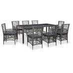vidaXL 9-delige Tuinset poly rattan grijs, Tuin en Terras, Tuinsets en Loungesets, Verzenden, Nieuw, Tuinset