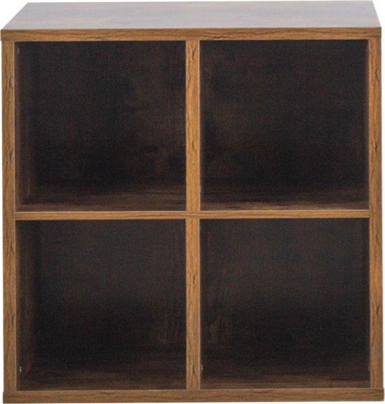 2dekans | VDD Vinyl Wish - Platenkast - 4 vakken - Bruin -, Huis en Inrichting, Kasten | Boekenkasten, Ophalen of Verzenden
