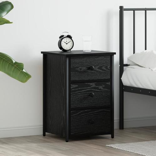 vidaXL Zwart Eiken Nachtkastje Zwart Eiken MDF, Metaal, Huis en Inrichting, Slaapkamer | Nachtkastjes, Nieuw, Verzenden