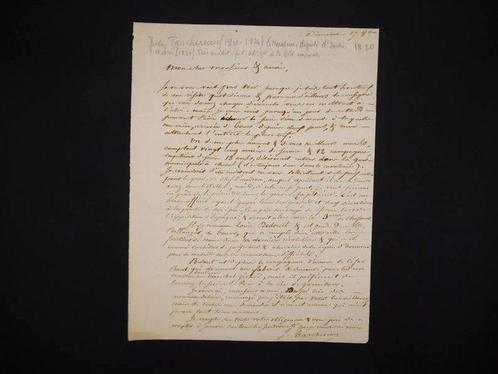 Jules Taschereau - Lettre autographe signée - 1830, Verzamelen, Film en Tv