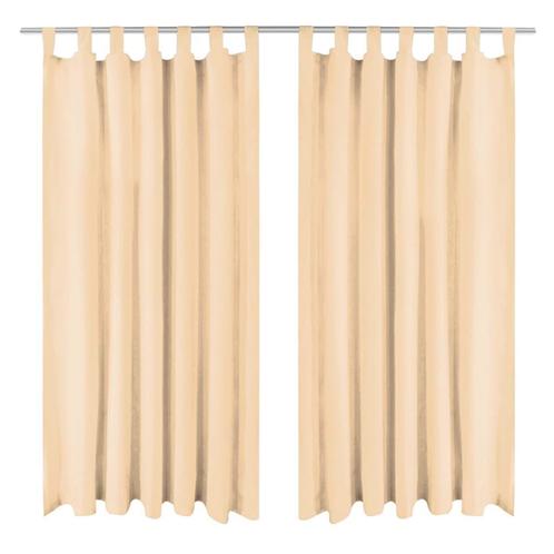 vidaXL Micro-satijnen gordijnen met lussen 140x225 cm beige, Huis en Inrichting, Stoffering | Gordijnen en Lamellen, Nieuw, Verzenden