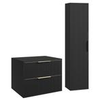 Wastafelkast Rimini 60 cm - Zwart -  Badmeubel met Kolomkast, Verzenden