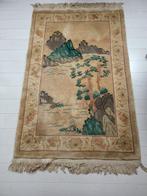 Tapis pictural chinois Art déco en laine fait main en crème, Huis en Inrichting, Nieuw