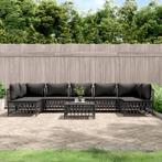 vidaXL 8-delige Loungeset met kussens staal antracietkleurig, Tuin en Terras, Tuinsets en Loungesets, Verzenden, Nieuw, Loungeset