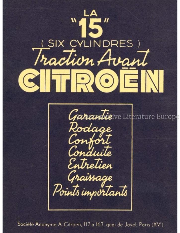 1951 CITROËN TRACTION AVANT LA 15 INSTRUCTIEBOEKJE FRANS, Auto diversen, Handleidingen en Instructieboekjes