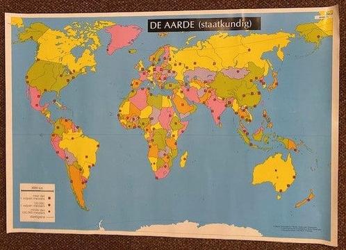 Poster De aarde staatkundig (zie omschrijving), Livres, Livres scolaires, Envoi