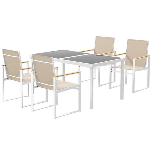TRUUSK 5-delige Eetgroep voor 4 Personen - Afneembare Eettaf, Tuin en Terras, Tuinsets en Loungesets, Verzenden