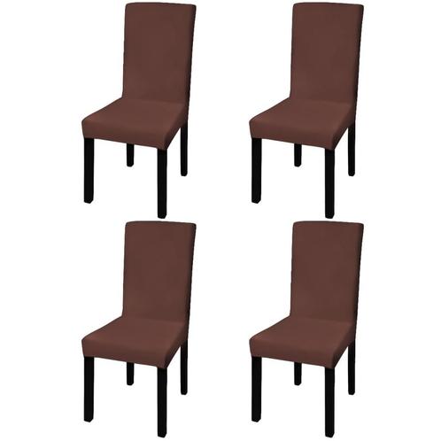 vidaXL Stoelhoezen 4 st stretch recht bruin, Tuin en Terras, Tuinmeubel-accessoires, Nieuw, Verzenden