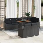 vidaXL 9-delige tuinset met kussens - zwart poly rattan en, Verzenden, Nieuw