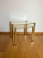 Set bijzettafels - Glas, Metaal - Set van twee salontafels, Antiek en Kunst