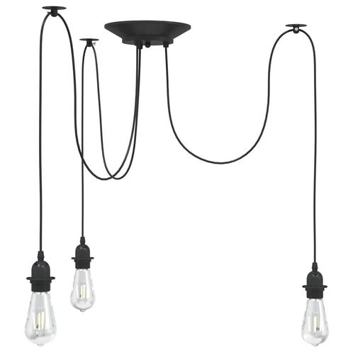 vidaXL Hanglamp met 3 lamphouders E27 metaal zwart, Huis en Inrichting, Lampen | Overige, Nieuw, Verzenden