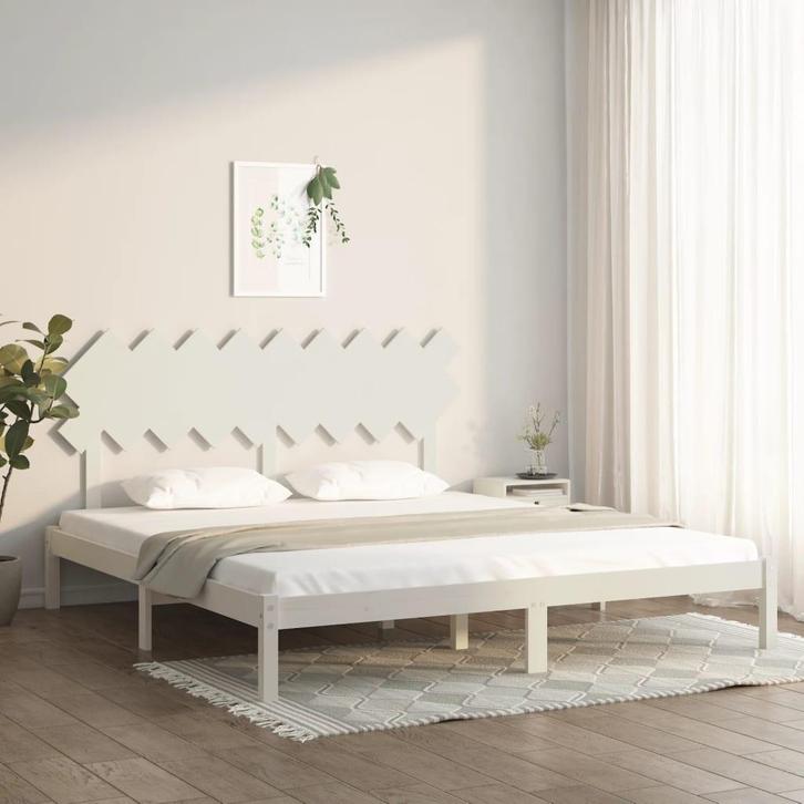 vidaXL Bedframe massief hout wit 180x200 cm, Huis en Inrichting, Slaapkamer | Bedden, Nieuw, Verzenden