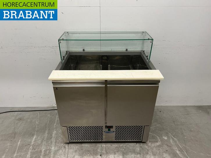 RVS Tecnodom Koelwerkbank Saladette 2 deuren 90,5 cm 230V, Zakelijke goederen, Horeca | Keukenapparatuur, Ophalen of Verzenden