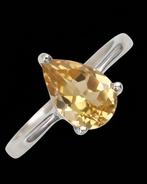 Citrien - Zilver, Gouden citrienring - Geluk, Vertrouwen,