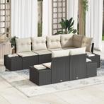 vidaXL 7-delige tuinzetel set met kussens - zwart poly, Tuin en Terras, Tuinsets en Loungesets, Verzenden, Nieuw