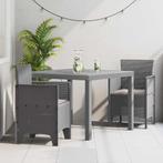 vidaXL Tuin Eettafel Set 3 pcs Lichtgrijs Polt riet, Verzenden, Nieuw