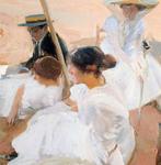 Sorolla (Impresionismo Español) - Bajo el toldo en playa,