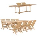 vidaXL 9-delige Tuinset 180-280x100x75 cm massief teakhout, Tuin en Terras, Tuinsets en Loungesets, Verzenden, Nieuw, Tuinset