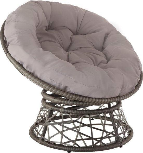 2dekans | tectake® - Wicker papasan fauteuil Gargano - grijs, Tuin en Terras, Tuinsets en Loungesets, Ophalen of Verzenden