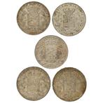 België. Leopold II (1865-1909). 5 Francs 1868/1876 (5 stuks)