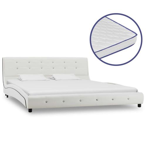 vidaXL Bed met traagschuim matras kunstleer wit 160x200 cm, Huis en Inrichting, Slaapkamer | Bedden, Nieuw, Verzenden