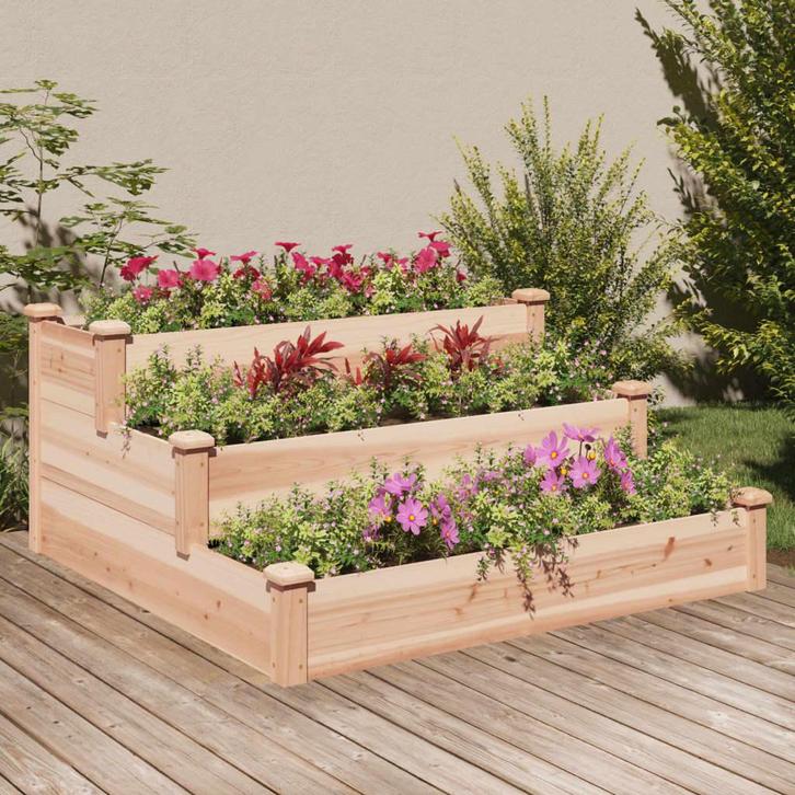 vidaXL Plantenbak verhoogd met voering 120x120x56 cm massief, Tuin en Terras, Bloempotten, Nieuw, Verzenden