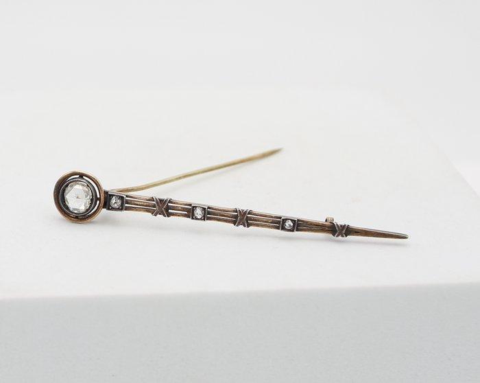Broche - 18 karaat Geel goud Diamant (Natuurlijk), Handtassen en Accessoires, Antieke sieraden