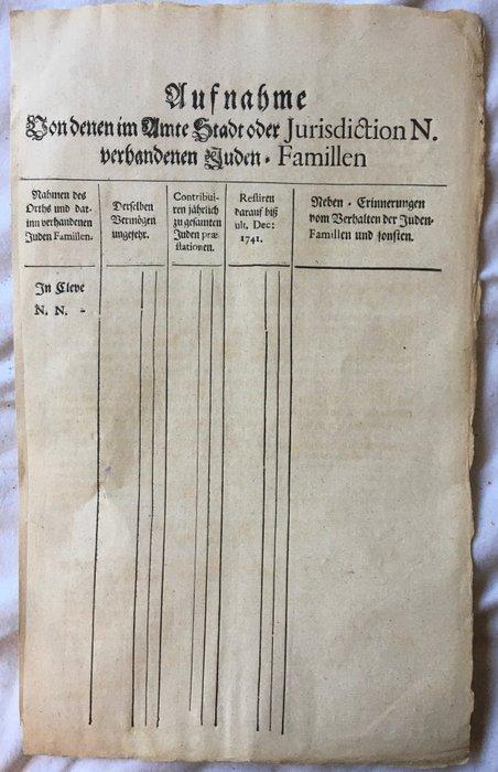 . - [Judenerhebung in Cleve] - Aufnahme Von den im Amte, Antiek en Kunst, Antiek | Boeken en Manuscripten