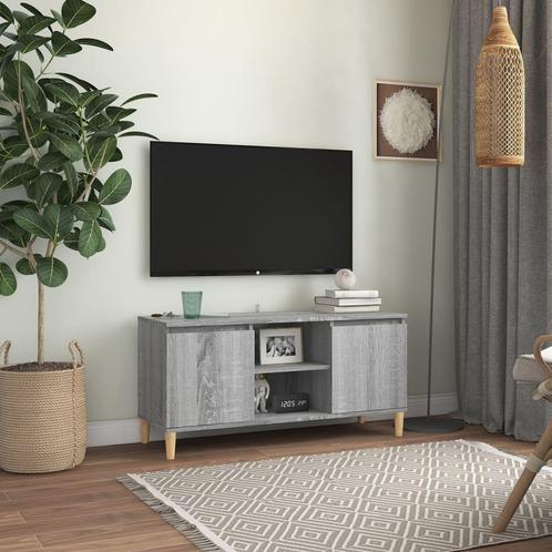 vidaXL Tv-meubel met houten poten 103,5x35x50 cm grijs, Huis en Inrichting, Kasten |Televisiemeubels, Nieuw, Verzenden
