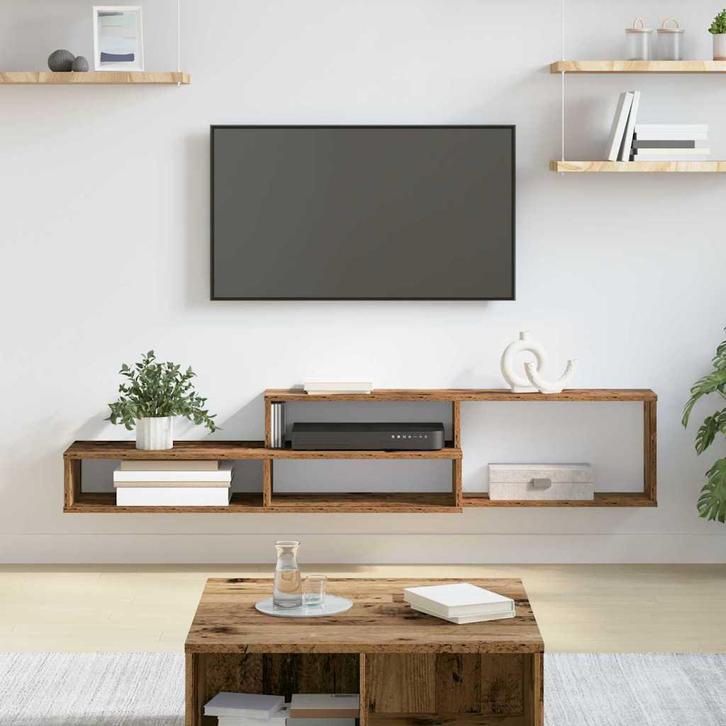 vidaXL Wand TV Stand 150 x 25 x 28,5 cm Bewerkt hout, Huis en Inrichting, Kasten |Televisiemeubels, Nieuw, Verzenden