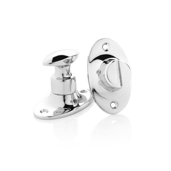 WC slot draaiknop glanzend nikkel ovaal rozet - retro jar..., Bricolage & Construction, Serrurerie de bâtiment & Dispositif de fermeture