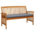 vidaXL Tuinbank met kussen 147 cm massief acaciahout, Tuin en Terras, Verzenden, Nieuw