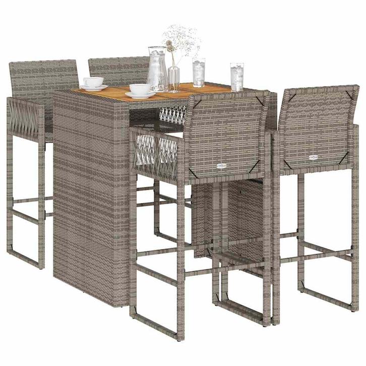 vidaXL 5-delige Tuinbarset zonder kussens poly rattan acacia, Tuin en Terras, Tuinsets en Loungesets, Nieuw, Verzenden