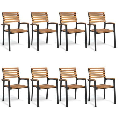 vidaXL Tuinstoelen 8 st stapelbaar massief acaciahout en, Tuin en Terras, Tuinstoelen, Nieuw, Verzenden