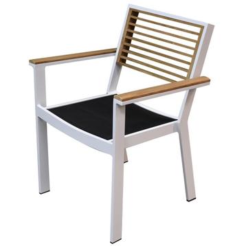 York dining tuinstoel met armleuning aluminium wit teak