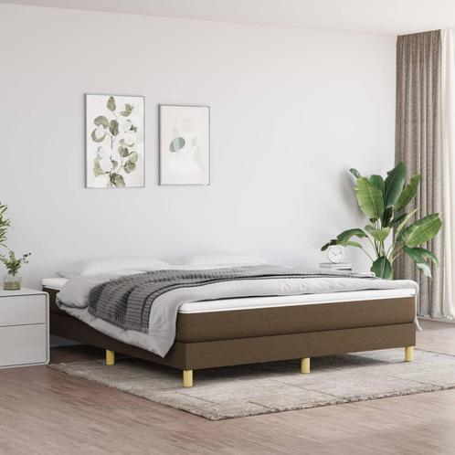 vidaXL Cadre de lit Marron foncé 160x200 cm Tissu, Maison & Meubles, Chambre à coucher | Lits, Neuf, Envoi