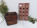 Wijnrek (2) - Hout - wijnrek en houten wijnbak
