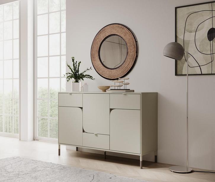 Kinderdressoir - Beige - 130x40x87 - 3 deuren 3 lades kast, Huis en Inrichting, Kasten | Dressoirs, 25 tot 50 cm, Nieuw, 100 tot 150 cm