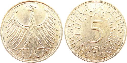 5 Mark Duitsland 5 Dm duitse Mark zilveradler 1958d bankf..., Postzegels en Munten, Munten | Europa | Niet-Euromunten, België