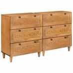vidaXL Dressoir 2 pcs Bruin 60 x 33 x 75 cm massief, Verzenden, Nieuw