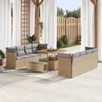 vidaXL Tuinbank Set met kussen met opslag 11 pcs beige en, Tuin en Terras, Verzenden, Nieuw